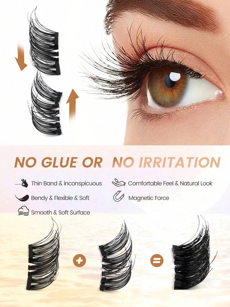 MAANGE 1 Pair Glue-Free Half-Eye Magnetic False Eyelashes, Cat Eye Style Short Lashes, Natural False Eyelash Strips, Lift Outer Eye Corner, For Makeup, Daily Use, Travel Essential, Extend Eye Tail, Gift For Women (Applicator Sold Separately) - Multicolor - View 6