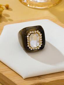 1pc Elegant High-End Acrylic Gemstone Pendant Ring, Suitable For Women's Daily Wear, Gatherings, Holidays And Parties - Geometry - View 5