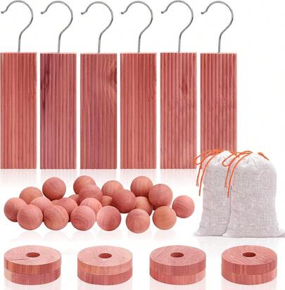 Bloques de cedro para almacenamiento de ropa, virutas y bolas de madera de cedro para armarios y cajones, saquitos con aroma fresco, paquete de 40