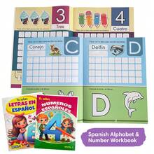 Lachilly Spanish Full Color Alphabet & Number Practice Book Kindergarten Preschool Education Tracing Learning Activity Book Handwriting Practice Book Spanish Learning Material Teaching Aid - Multicolor - View 2