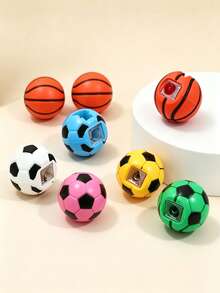 Colorful Creative Football & Basketball Shaped Pencil Sharpener, PVC Material, Portable Single-Hole Manual Pencil Sharpener, Office Supplies, Student Learning Aid Tool, Creative Stationery Gift, Suitable For Friends Or Family - A - View 2