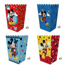 4pcs/12pcs/24pcs Cartoon Theme Party Candy Boxes, Theme Party Gift Boxes, Candy And Cookie Boxes, Party Gift Bags, Party Gift Boxes, Suitable For Birthday Party, Candy And Popcorn Boxes Decoration, Applicable For Back To School Season Party, Essential Holiday Party Supplies - Multicolor - View 8