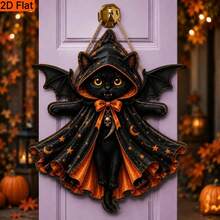1pc Wooden Craft Home Decor Hanging Sign Halloween Party Door Plaque Home Background Atmosphere Decoration - Multicolor - View 3