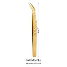 1pc Nagrakku Precision Fiber Pointed Tweezers, Gold Eyelash Extension Tweezers, Diamond Anti-Slip Textured Curved Tip Eyelash Tweezers, Stainless Steel Dolphin Shaped Eyelash Extension Makeup Tool - Gold - View 17