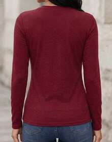 Women T-Shirts - Burgundy - View 2