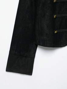 Seelio Autumn New Women's Jacket, European And American Style, Fashionable Minimalist Versatile Suede Texture Effect - Black - View 9