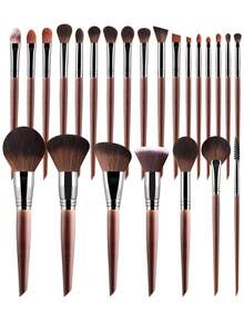 24/21/15/9/8/7/6/5/3pcs Faux Rosewood Handle Makeup Brush Set, Soft Fluffy Bristles, Neat Tips, Skin-Friendly And Non-Irritating, Moderate Powder Pickup With Minimal Fallout, Meets Full Face Makeup Needs - Redwood - View 19