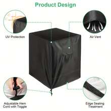 Heavy Duty Full Coverage Outdoor Central Air Conditioner Cover - (32in X 30in X 30in) Black - High Efficiency Protective Cover - Black - View 7