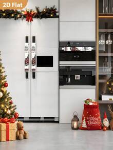 1/2 Pcs Penutup Gagang Kulkas Natal, Truk Pick-up Merah, Kotak-kotak Hitam Putih Merah, Motif Pohon Natal, dengan Pengikat Hook & Loop, Cocok untuk Kulkas, Oven, Microwave, Mesin Cuci Piring, Dekorasi Dapur Libur Natal - View 6