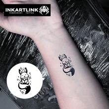 INKARTLINK 1 Buah Stiker Tato Sementara Gambar Rubah Hutan Lucu, Stiker Tato Seni Tubuh Tahan Air, Bertahan 2-5 Hari, Stiker Tato Warna Transfer Air, Cocok Untuk Pria Dan Wanita, Penting Untuk Semua Orang, Dekorasi Pesta, Dekorasi Tubuh Perayaan Liburan - Hitam - View 3