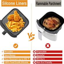 Square Silicone Air Fryer Liner, Reusable Silicone Air Fryer Liner, Silicone Air Fryer Mat, Air Fryer Accessory, Kitchenware, Can Replace Disposable Baking Paper. - View 3