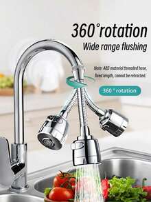 1pc Kitchen Faucet Extender, 360° Rotating Faucet Aerator, 2 Spray Modes, Single Hole Installation Water-Saving Nozzle, Durable Round ABS Material, Suitable For Sink And Shower Faucet Accessories - Multiple Styles and Colors - View 4