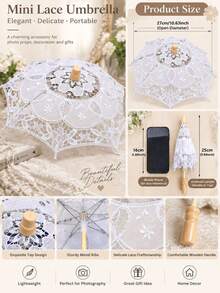 1pc Women's Lace Parasol, Lace Fan, Floral Lace Decorated Parasol, Bohemian Style Photo Parasol, Parasol, Umbrella, Summer Sun Protection, Beach Umbrella, Women's Umbrella - Lace Umbrella - Suitable for One Person - View 16