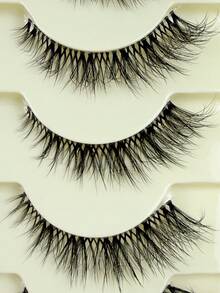 Hinarin 5 Pairs Cartoon Style Natural Thin False Eyelashes - Transparent Band Faux Mink Cat Eye Lashes, Create Natural Daily Makeup - Reusable, Comfortable, Beginner-Friendly False Eyelash Fake Lashes - Black - View 7