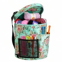 1pc Printed Round Yarn Storage Bucket, Large Capacity Crochet Hook & Knitting Needle Organizer Bag, Sewing Tools Storage Pouch, DIY Handicraft Storage Bag, Suitable For Sewing Enthusiasts And Beginners - Round Yarn Storage Bag - View 9