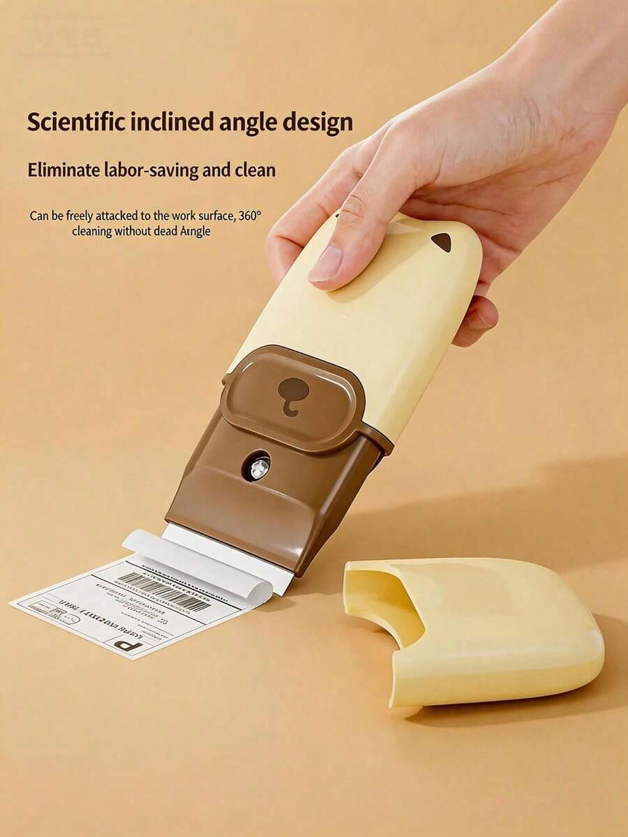 Portable Cleaning Scraper, Cute Animal Pattern, Cream & Brown Color, Multi-Functional Household Tool For Removing Dirt And Glue, Creative Convenient Small Cleaning Shovel Multi-Purpose Cute Kitchen Stain Removal Glue Cleaner Tool - Multicolor - View 1