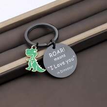 1pc Minimalist Creative Cute Dinosaur Letter Round Keychain, Surprise Gift For Friends And Classmates At School Graduation Ceremony, DIY Clothing And Bag Charm, Birthday Memorial Gift For Girlfriend And Partner, Unisex - Multicolor - View 3