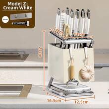 1pc Integrated Knife Holder Storage Rack, Multifunctional Wall‑Mounted & Countertop Dual‑Use Draining Cutlery Organizer, Kitchen Utensil Storage Holder - Multicolor - View 14