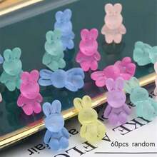 Manik-manik Akrilik Transparan Frost Bentuk Kelinci 20mm untuk Kerajinan Tangan - Manik Spacer Warna-warni dengan Lubang Horizontal, Bahan DIY Bentuk Kelinci, Bisa Digunakan untuk Membuat Gelang, Kalung, Gantungan Kunci (Kompatibel) - MultiWarna - View 9