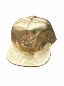 1 Men's Dollar Metal Label Leather Flat Brim Hip Hop Hat Party Personality Spring Autumn Trucker Hat Large Head Circumference Street Baseball Cap - Multicolor - View 7