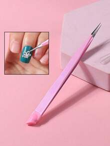 1pc Multifunctional Dual-Head Nail Tweezers With Silicone Pressing Rod For Picking Up Nail Stickers And Embossing - Multicolor - View 7