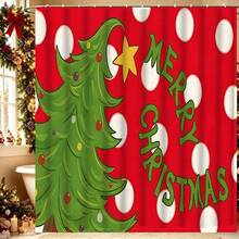 1/4pcs Christmas Tree Shower Curtain Set With 12 Hooks, Waterproof Polyester Bathroom Curtain, Thickened, Durable Quick-Dry, 180*180cm, Christmas Bathroom Decor - A - View 20