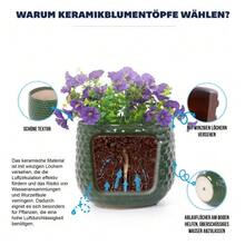 Handmade 3-Piece Ceramic Planter Set (Ø 23/17/12 Cm), Glossy Dark Green With Dotted Relief, Breathable, Frost-Resistant, With Drainage Holes For Garden & Balcony - B - View 6