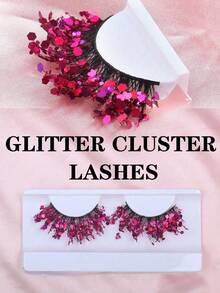 Glitter Sequins False Eyelashes, Dramatic Sparkly Strip Lashes, Colorful Shiny Fake Eyelashes For Christmas Halloween Carnival Stage Party Cosplay Eye Makeup - View 7