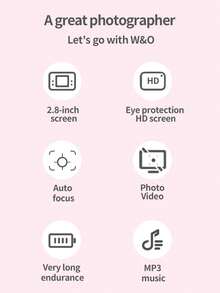 W&O Mini HD Digital Camera For Students, Photo & Video Recording, MP3 Music Player, Includes 32G Memory Card, Suitable For Recording Life And Travel VLOGs, Student Gift, Gift For Boyfriend/Girlfriend - View 3
