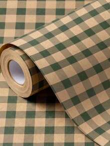 Roll Green & Kraft Buffalo Plaid Wrapping Paper Roll, Pair With Hemp Rope, Rustic Checkered Gift Wrap, -Style Brown Paper With Dark Green Squares, Farmhouse Holiday & Everyday Gift Wrapping For Christmas, Birthdays, Diy Crafts And Packaging - One Size Fits All - View 4