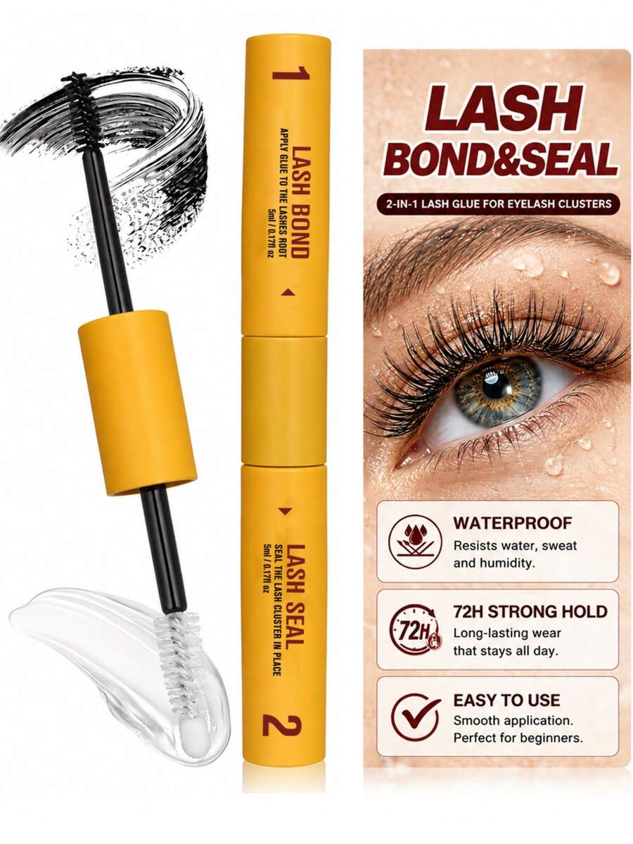 1pc 10ML Eyelash Extension Adhesive Sealant, Suitable For Eyelash Cluster Extensions, Long-Lasting Strong Grip, Waterproof, 2-In-1, False Eyelash Extension Home DIY Self-Application Glue - View 1