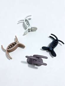 4 Pcs / 1 Pc Matte Small Ponytail Claw Clips, Non-Slip Half-Up & Updo Hair Clips, High Crown Hair Clips, Anti-Slip Fixing Hair Clips, Daily Commute Hair Accessories, Women's Styling Accessories, Suitable For Weddings, Parties, Work, School, Birthdays And Other Occasions - Multicolor - View 3