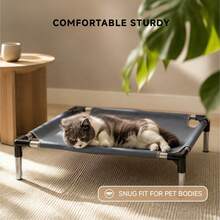 Single Layer/Double Layer Optional Cat Bed, Detachable Pet Bed, Stainless Steel Material Small Pet Cot - Light Grey - View 8