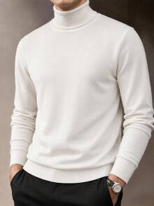 Men's Autumn/Winter Minimalist Solid Color Fashion Casual Turtleneck Long Sleeve Sweater - Apricot - View 2