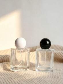 50ml Simple Square Transparent Empty Glass Spray Perfume Bottle, Black And White Round Lid, Leak Proof Reusable Spray Bottle, Suitable For Dating/Business Trip/Outdoor Party, Bag Can Be Put - Multicolor - View 3