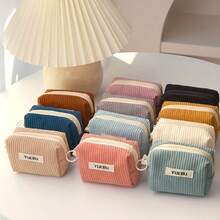 Soft Corduroy Lipstick Pouch, Portable Travel Makeup Bag, Multi-Functional Storage Bag, Coin Purse Wallet Card Holder Earphone Case - Multicolor - View 3