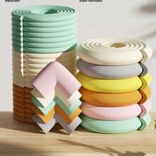 1 Roll, Home Use L-Shaped Anti-Collision Strip High Density Cushioning Foam Table Corner Wall Corner Self-Adhesive Safety Protection Strip (2m/Roll) - Multicolor - View 6