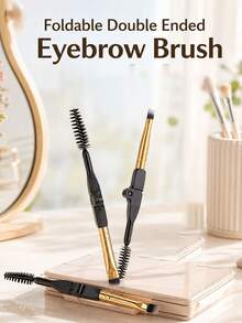 4pcs Foldable Dual-Ended Eyebrow Brushes, Portable Angled Eyebrow Brush & Comb, Compact Makeup Tool For Eyebrow Shaping, Filling, Grooming, Travel And Daily Use - Multicolor - View 1