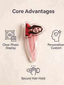Customized Photo Acrylic Hair Clip For Women, Personalized Bridesmaid Wedding Accessory, Multiple Colors, Ideal Gift For Friends And Loved Ones - Multicolor - View 3