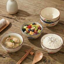YOLIFE 4/5/6pcs Japanese Style Ceramic Rice Bowl Set - 4.5 Inch Elegant Soup & Meal Bowls - Microwave , Dishwasher Friendly, Suitable For Daily Dining, Restaurant And Holiday Gatherings - Multicolor - View 7