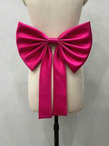 1pc Burgundy Satin Back Large Single Layer Bow + Ribbon Waist Decoration - Multicolor - View 11