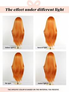 Topshe [MONEET SECRET] Halloween Series 26-Inch Orange Highlighted Synthetic Fiber Woven Long Straight Wig With Bangs And Layered Design, Natural Look, Comfortable To Wear, Suitable For Parties, Cosplay, Dates, Christmas And Halloween - Multicolor - View 8