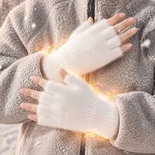 2PCS Women's Autumn/Winter Versatile Thermal Lined Warm Half-Finger Gloves, Suitable For Office, Study, Writing, Driving, Cycling, Open Finger Design For Flexible Operation | Suitable For Halloween, Thanksgiving, Christmas - Multicolor - View 11