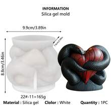 4pcs Halloween Heart & Snake Silicone Molds, Halloween Decorative Element Plaster Silicone Molds - White - View 6