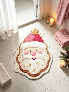1c, Christmas-Themed Cartoon Santa Claus-Shaped Rug, Seasonal Decorative Mat, With Festive Design, Christmas Ornament, Perfect Christmas Gift, Perfect For Christmas And New Year Celebrations, Decorative Rug, Bedroom Decoration, Small Rug, Carpet, Home Decor, Living Room Rug, Small Living Room Rug, Bedroom Rug, Living Room Home Decor, Outdoor Rug, Enhances Home Style, Suitable For Adding Charm To The Home. - Multicolor - View 5