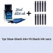 shi sheng 20ML Multi-Color Non-Carbon Ink For Fountain Pen. Non-Blocking Ink For Artistic Hand-Drawing. Smooth Writing In Black, Red, Blue, Etc. - 20ml Non-carbon Ink + 10 Black Ink Cartridges - View 24