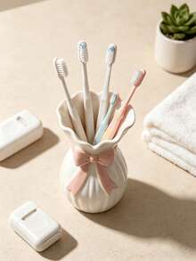 Cute Bow Toothbrush Holder For Bathroom Countertop – Adorable Monkey Design, Multi-Toothbrush Organizer, Decorative & Functional, Ideal For Home, Hotel, Dorm, Couples – Stylish & Space-Saving - Multicolor 1 - View 7