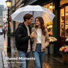 Korean Style Fresh Polka Dot Transparent Automatic Umbrella, One-Click Open & Close, Lightweight Without Burden, Multiple Colors Available, Perfect For Rainy Day Photoshoots, Portable Waterproof, Gentle Color Palette, Ritualistic Rainy Season Gift - Automatic Umbrella - View 2