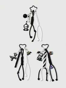 1pc Dark Style Halloween Skull Cat Puppy Ghost Pumpkin Keychain Bag Pendant - Multicolor - View 1