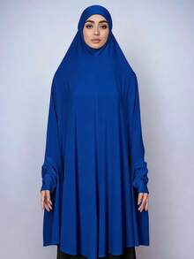 1pc Women's Solid Color Muslim Hijab With Sleeves, Simple Outdoor Prayer Headscarf, Convenient Conservative Head Cover; Muslim Hijab Accessory, Fashionable Minimalist Sun Protection Breathable, Multiple Colors Available, All-Season Women's Headscarf - Multicolor - View 13